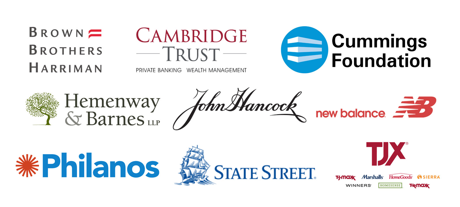 TPC sponsor logos brown brothers harriman cambridge trust cummings foundation john hancock new balance hemenway and barnes TJX philanos state street